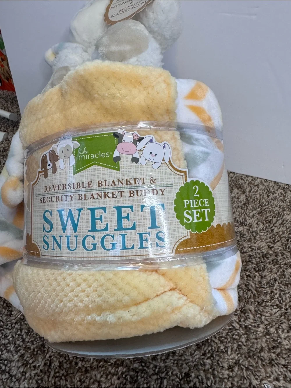 Miracle Sweet Snuggles Lamb Plush and Reversible Blanket - Baby Blanket